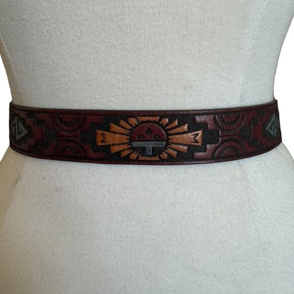 Chambers Southwestern/Aztec Style Leather Belt - Picture 4 of 8